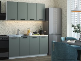 Грин Грей Софт матовый, столешница - Сахара 26 мм